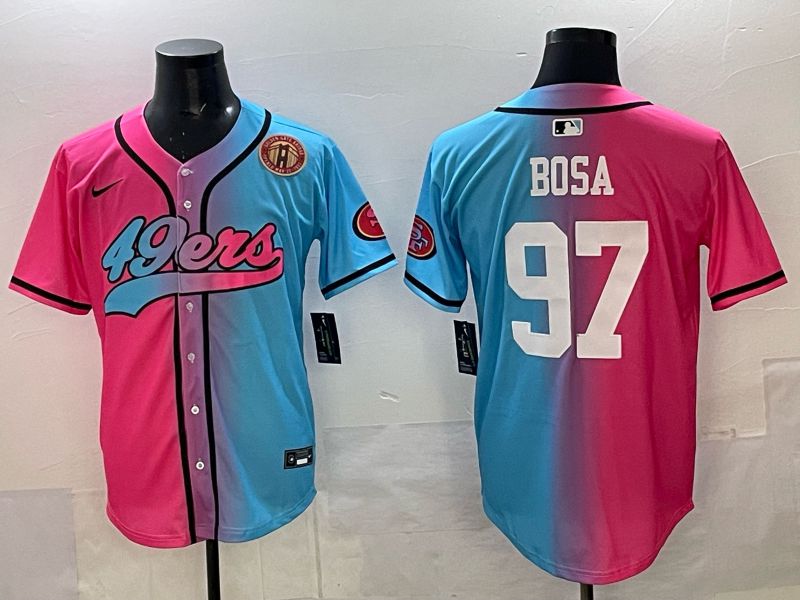 Men 2025 San Francisco 49ers #97 Bosa Pink Blue Nike Limited NFL Jersey 010->san francisco 49ers->NFL Jersey